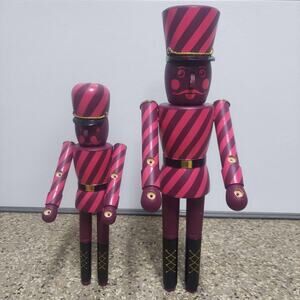 19" & 15" Pink & Purple Wooden Toy Soldier Set of 2, from Carnaby Street, London